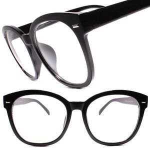 Oversized XXL Vintage Retro Style Clear Lens Eye Glasses Cat Eye Black Frame